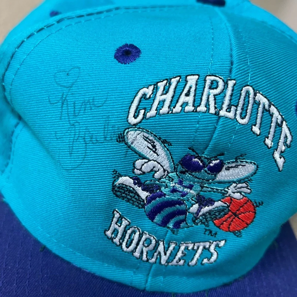 Vintage 90s Charlotte Hornets Coca-Cola Snapback Hat Signed by Honeybee - Picture 3 of 9